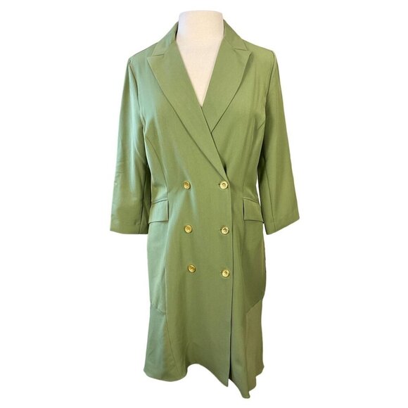 Nanette Nanette Lepore Remy Double Breasted Blazer Dress Martini Olive 10 NWT - Picture 1 of 13